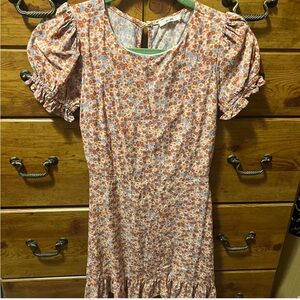 Francesca's Collections Floral Mini Dress - Orange and White